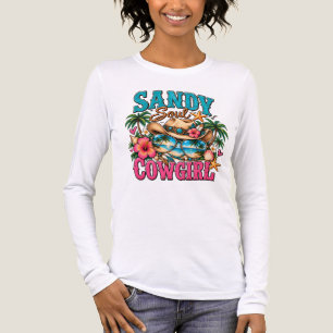 Camiseta Triblenda Vaquera de Alma Costera Diseño de Playa Tropical