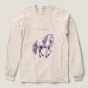 Camiseta Triblenda Vaquera de Caballo Floral Blanco Lavanda