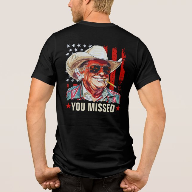 Camiseta Triblenda Vaquero occidental de Trump que perdió a Trump 202 (Reverso)