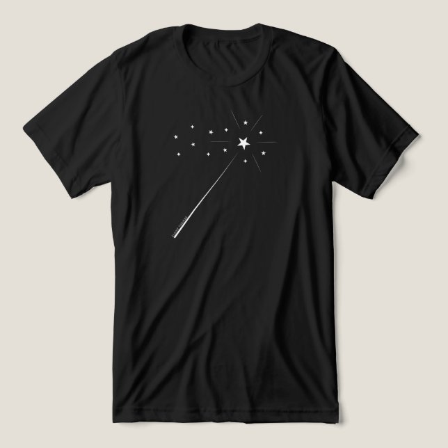 Camiseta Triblenda varita mágica con estrellas y espárragos en blanco (Diseño delantero )