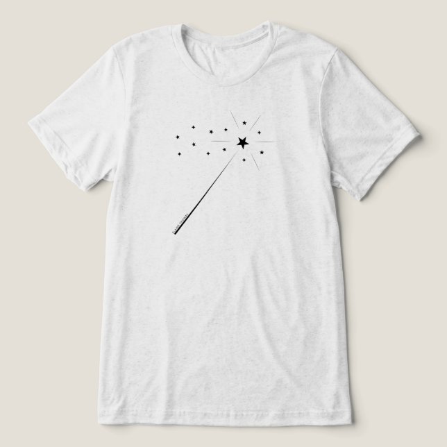 Camiseta Triblenda varita mágica con estrellas y espárragos en negro (Diseño delantero )