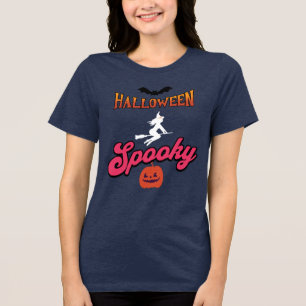 Camiseta Triblenda Vector espumoso de Halloween con bruja y calabaza