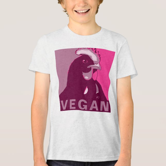 Camiseta Triblenda Vegan Kid Pink Pop Art Inspiran Pollo (Anverso)