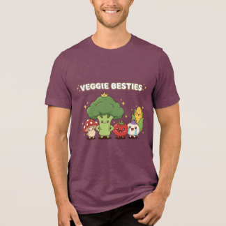 Camiseta Triblenda Veggie Besties | Cute Kawaii Cartoon Vegetable