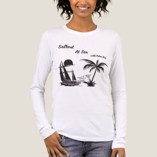 Camiseta Triblenda Velero en el mar con palmera – Playa tropical