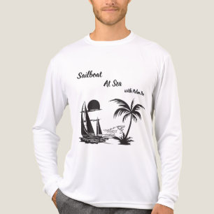 Camiseta Triblenda Velero en el mar con palmera – Playa tropical