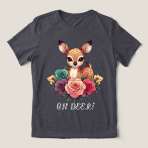 Camiseta Triblenda Venado bebé con Rosas y follaje verde