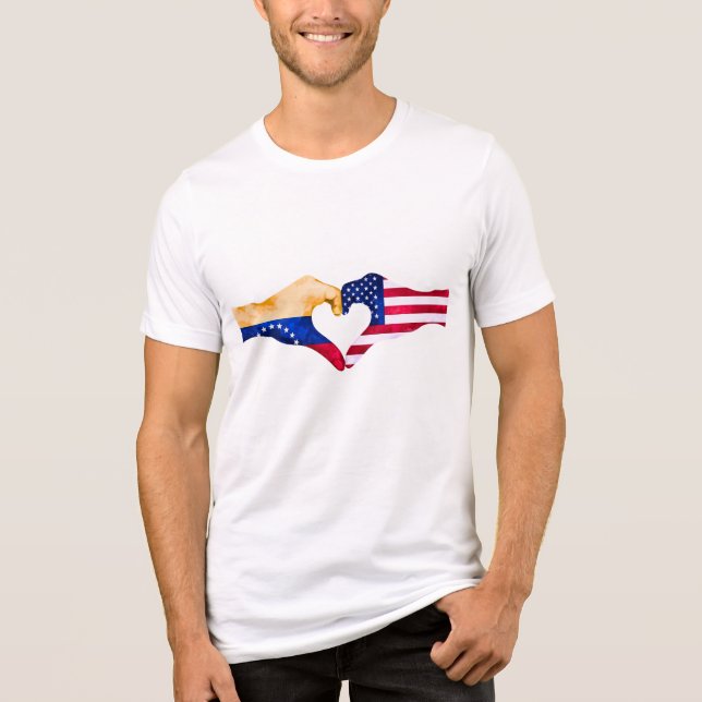 Camiseta Triblenda 🇻🇪❤️🇺🇸 “Venezolano en USA”  (Anverso)