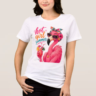 Camiseta Triblenda Verano de Chica Caliente Flamenco con Gafas de Sol