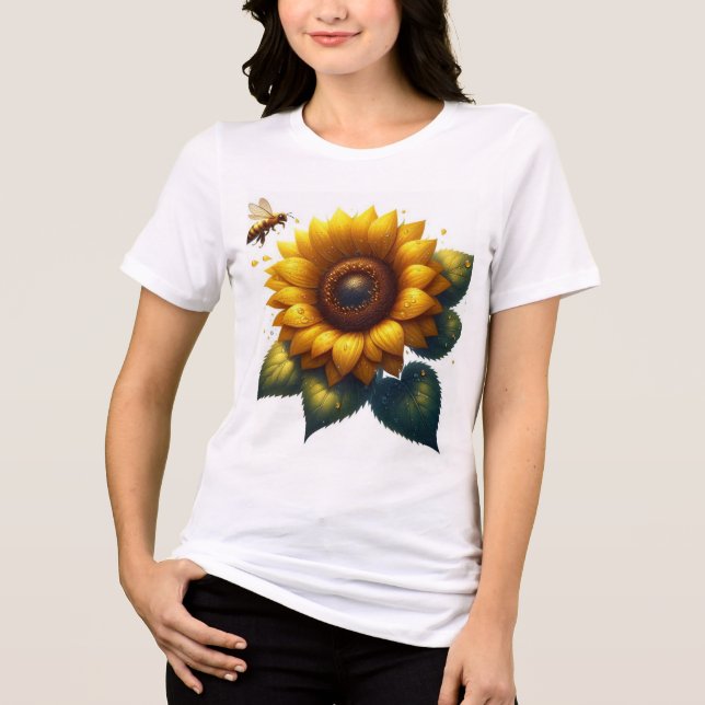Camiseta Triblenda Verano floral de girasol (Anverso)