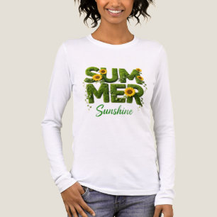 Camiseta Triblenda Verano Sol Flores de girasol Tipografía de hierba