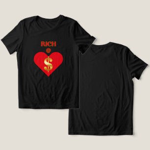 Camiseta Triblenda VERDADERA RIQUEZA MUJERES corazón negro rojo@HEART