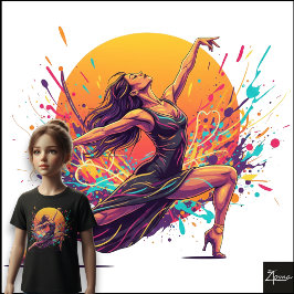 Camiseta Triblenda Vestido de neón de bailarina dinámica Arte de salp