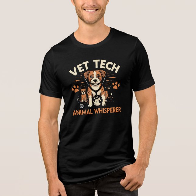 Camiseta Triblenda Vet Tech Animal Whisperer Cute Cuppy Stethoscope (Anverso)