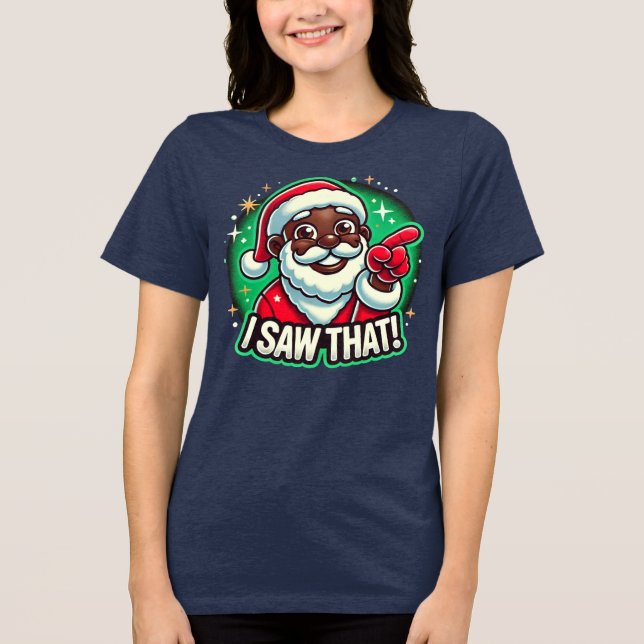 Camiseta Triblenda Vi Eso" Papá Noel Negro (Anverso)