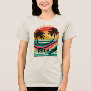 Camiseta Triblenda Vibes de árbol de palmeras retro vintage