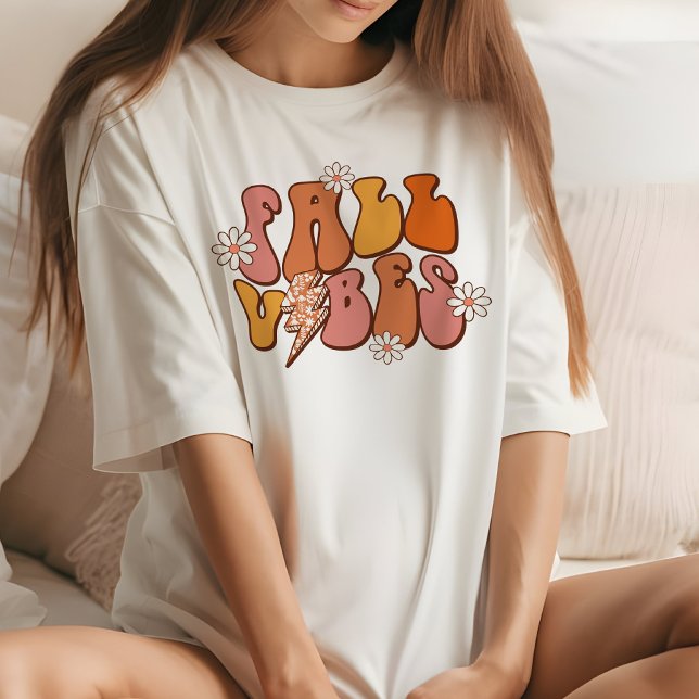 Camiseta Triblenda Vibes de caída retro rosa y Naranja con floral (Subido por el creador)