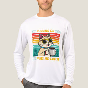 Camiseta Triblenda Vibes de gato de café retro - Caffeine Lover mascu