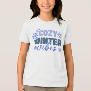 Camiseta Triblenda Vibes de invierno acogedoras - Tipografía de copo
