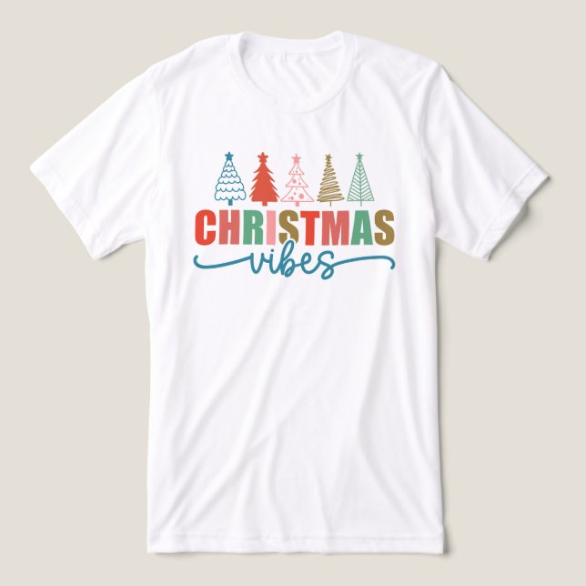 Camiseta Triblenda Vibes de navidades - Diseño de árboles de vacacion (Diseño delantero )