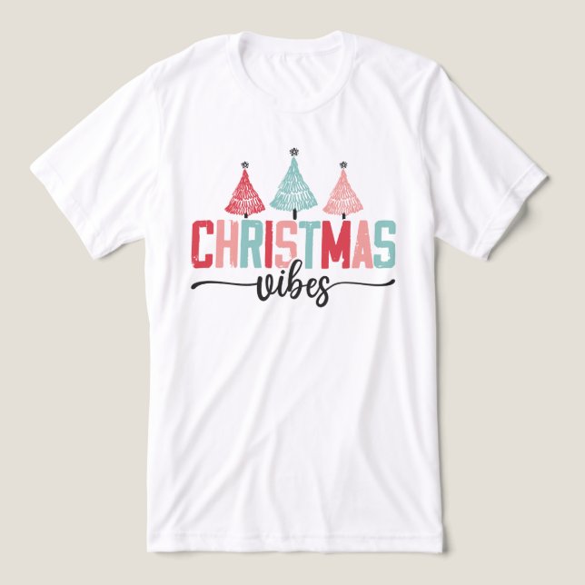Camiseta Triblenda Vibes de navidades - Diseño de árboles festivos (Diseño delantero )