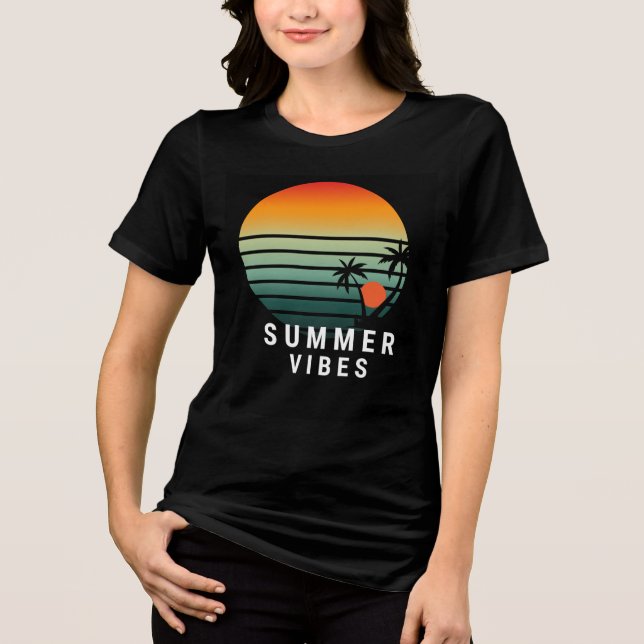 Camiseta Triblenda Vibes de verano sobre camiseta femenina | Factor G (Anverso)