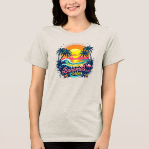 Camiseta Triblenda Vibraciones de las Bahamas Puesta de Sol Retro