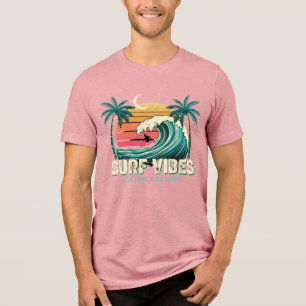 Camiseta Triblenda Vibraciones de Surf Vintage Estilo de Vida de Ola 