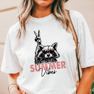Camiseta Triblenda Vibraciones de verano de niña salvaje Mapache