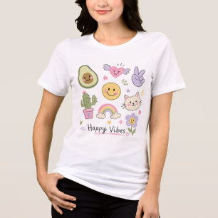 Camiseta Triblenda Vibraciones Felices Kawaii Doodle