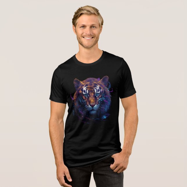 Camiseta Triblenda Vibrant Blue-Eyed Tiger in Abstract Colors (Anverso Completo)