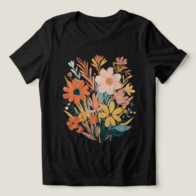 Camiseta Triblenda Vibrant Boho Floral Bouquet (Diseño delantero )