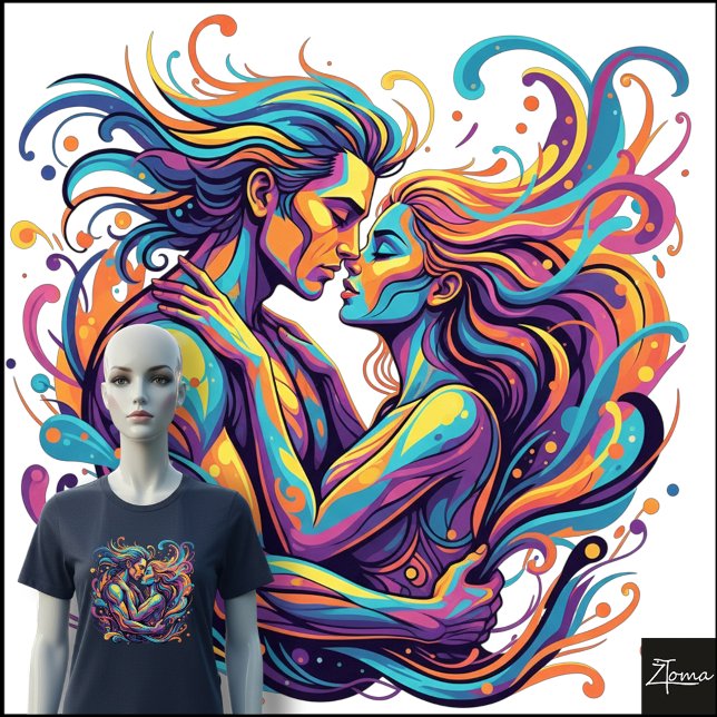 Camiseta Triblenda Vibrant Couple Embrace Psychedelic Flowing Art (Subido por el creador)