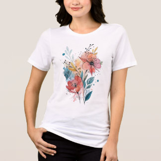 Camiseta Triblenda Vibrant Floral Watercolor Design