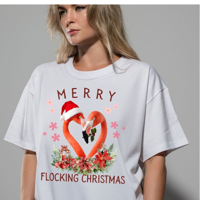 Camiseta Triblenda Vibrant Merry Flocking Christmas Flamingo AI Art (Subido por el creador)