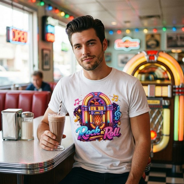 Camiseta Triblenda Vibrant Neon Rock 'n' Roll Jukebox (Subido por el creador)