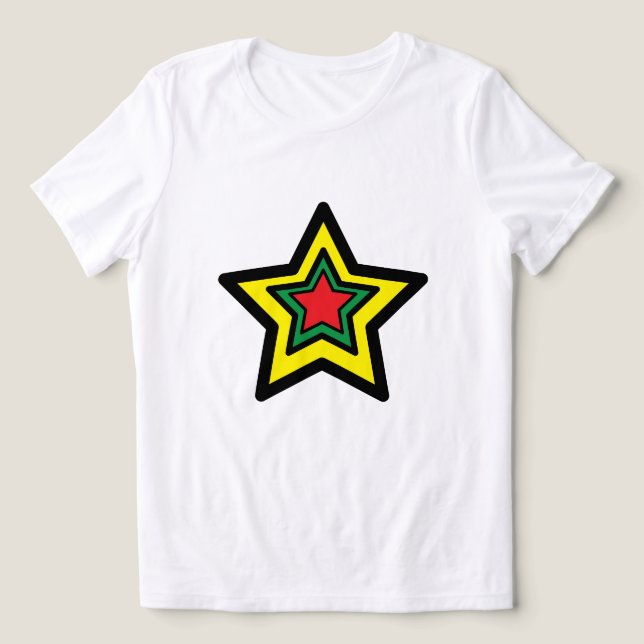 Camiseta Triblenda ⭐ Vibrante Triple Tee de Estrella Grande (Amarillo (Diseño delantero )