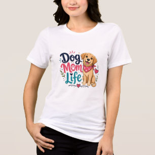 Camiseta Triblenda Vida de Mamá de Perro Golden Retriever Bandana de 
