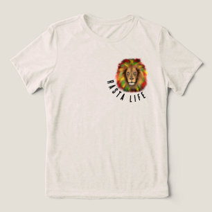 Camiseta Triblenda vida rasta cabeza de león rojo verde amarillo Jama
