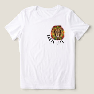 Camiseta Triblenda vida rasta cabeza de león rojo verde amarillo Jama