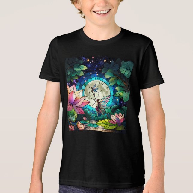 Camiseta Triblenda Vidriera pequeña hada con libélula (Anverso)