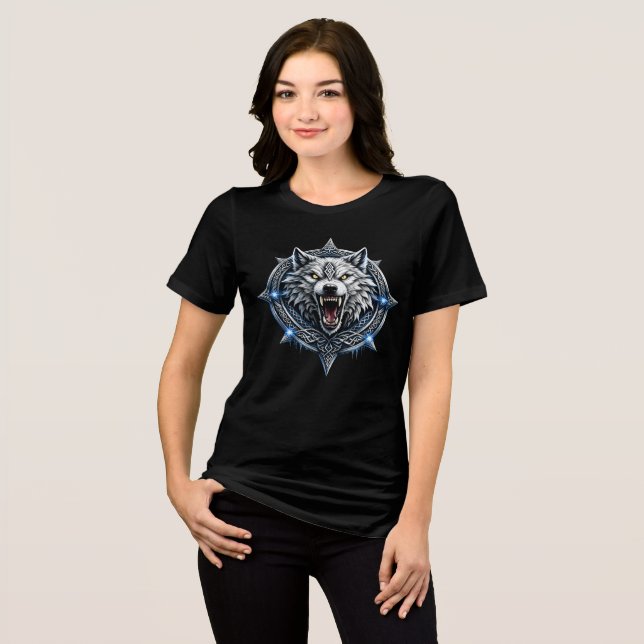 Camiseta Triblenda Viking Ice Wolf Norse Mythology Nordic Womens  (Anverso Completo)
