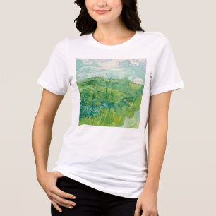 Camiseta Triblenda Vincent Van Gogh pintando Campo de trigo verde 