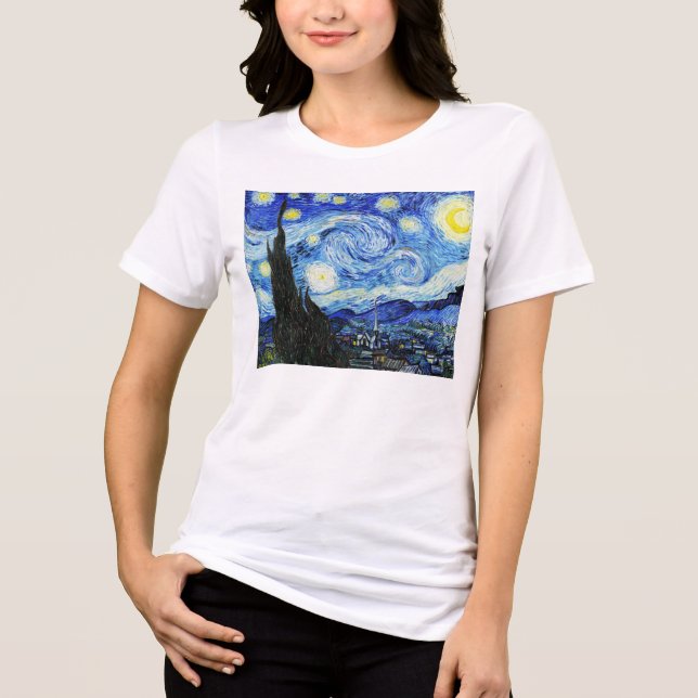 Camiseta Triblenda Vincent Van Gogh, The Starry Night painting (Anverso)