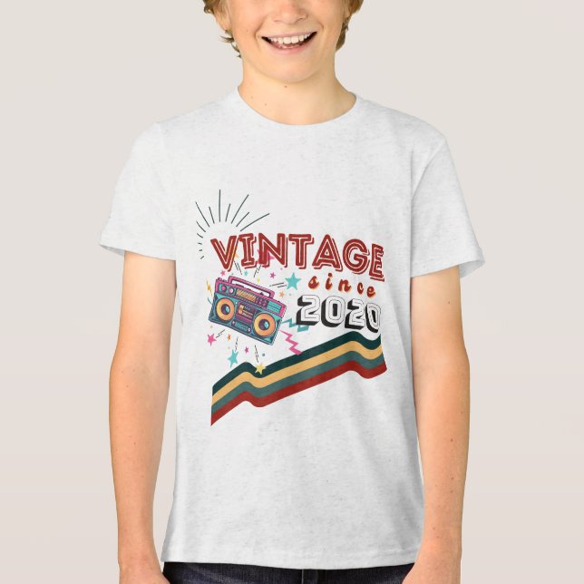 Camiseta Triblenda Vintage 2020 Nacimiento nostálgico retro (Anverso)