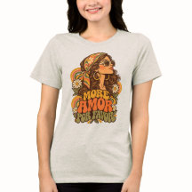 Vintage 70s Más Amor Por Favor Chica Hippie Groovy