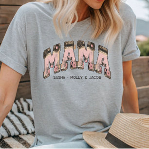 Camiseta Triblenda Vintage Black/Pink Floral Lace Varsity Style Mama