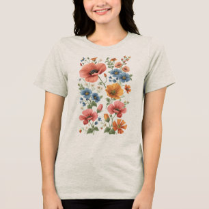 Camiseta Triblenda Vintage Botanical Poppies