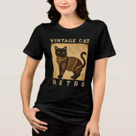 Camiseta Triblenda Vintage Cat Retro, Antique Style