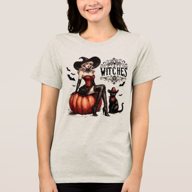 Camiseta Triblenda Vintage Funny Howdy ve Halloween Occidental (Anverso)